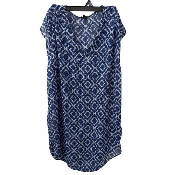 H&M Sheer Blue Geometric Bathing Suit Cover Up Beach Pool Dress Size Women's 8 - Picture 2 of 3